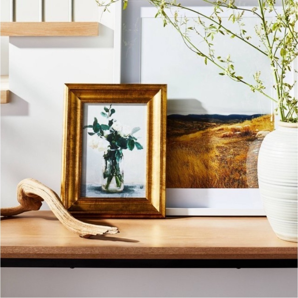 THRESHOLD STUDIO MCGEE WALL ART FLORAL WHITE /GOLD